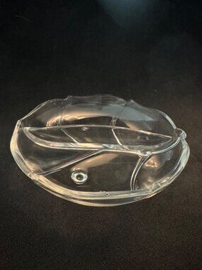 Vintage 2 Section Clear Glass Divided Footed Relish Dish/mTray